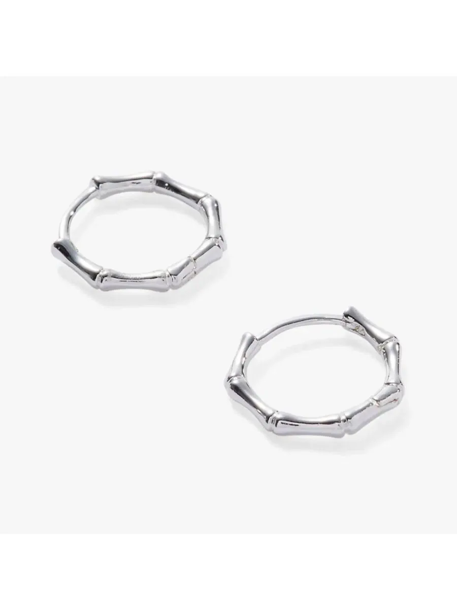 Серьги-кольца бамбук с кристаллами Alex and Ani — изображение 2 из 3, оттенок нет цвета