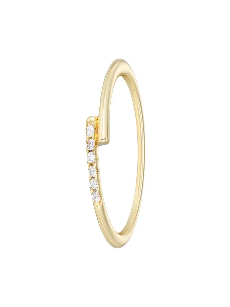 Кольцо с фианитами 14K золотое напыление, модель Overlap Band ADORNIA — изображение 2 из 3