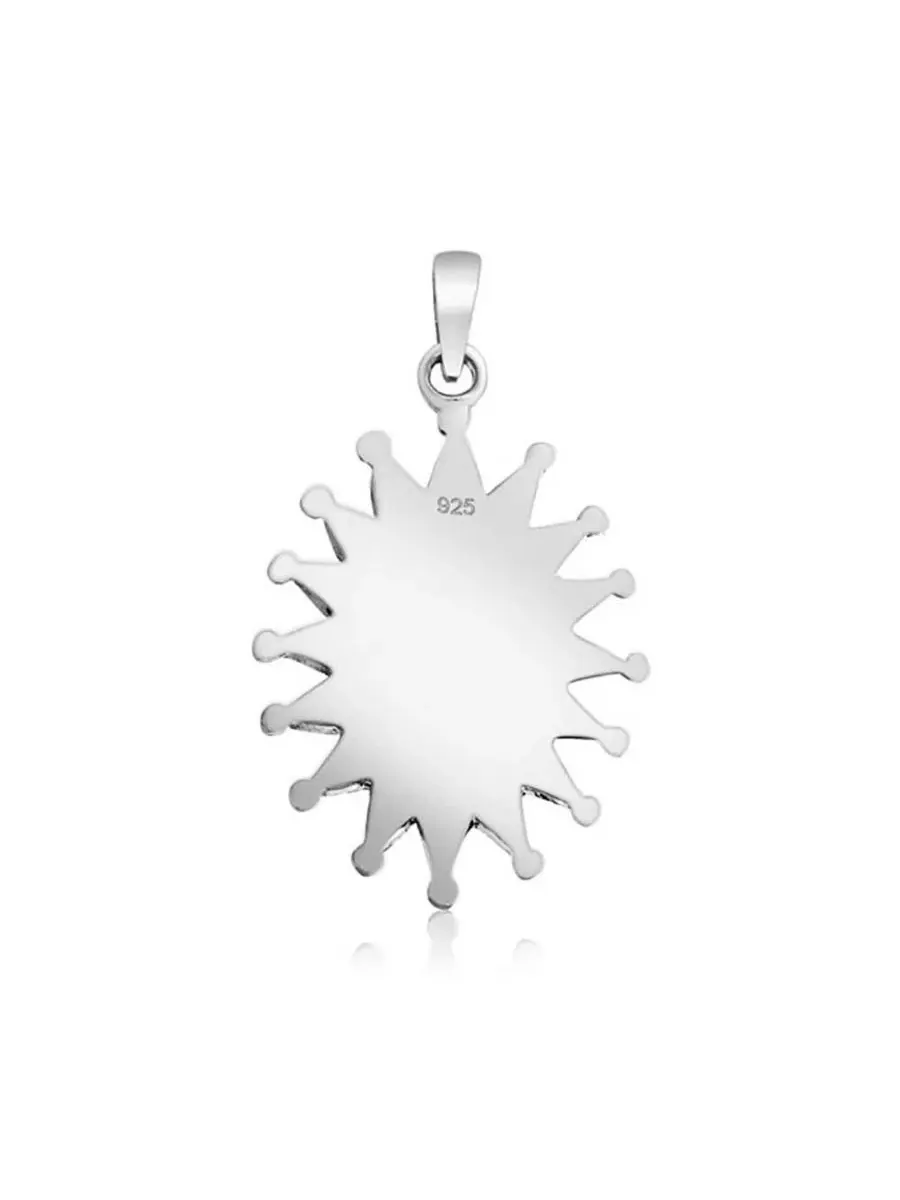 Кулон-подвеска с бирюзой и кораллом, модель Flower Blossom Bling Jewelry — изображение 2 из 5, оттенок серебряный