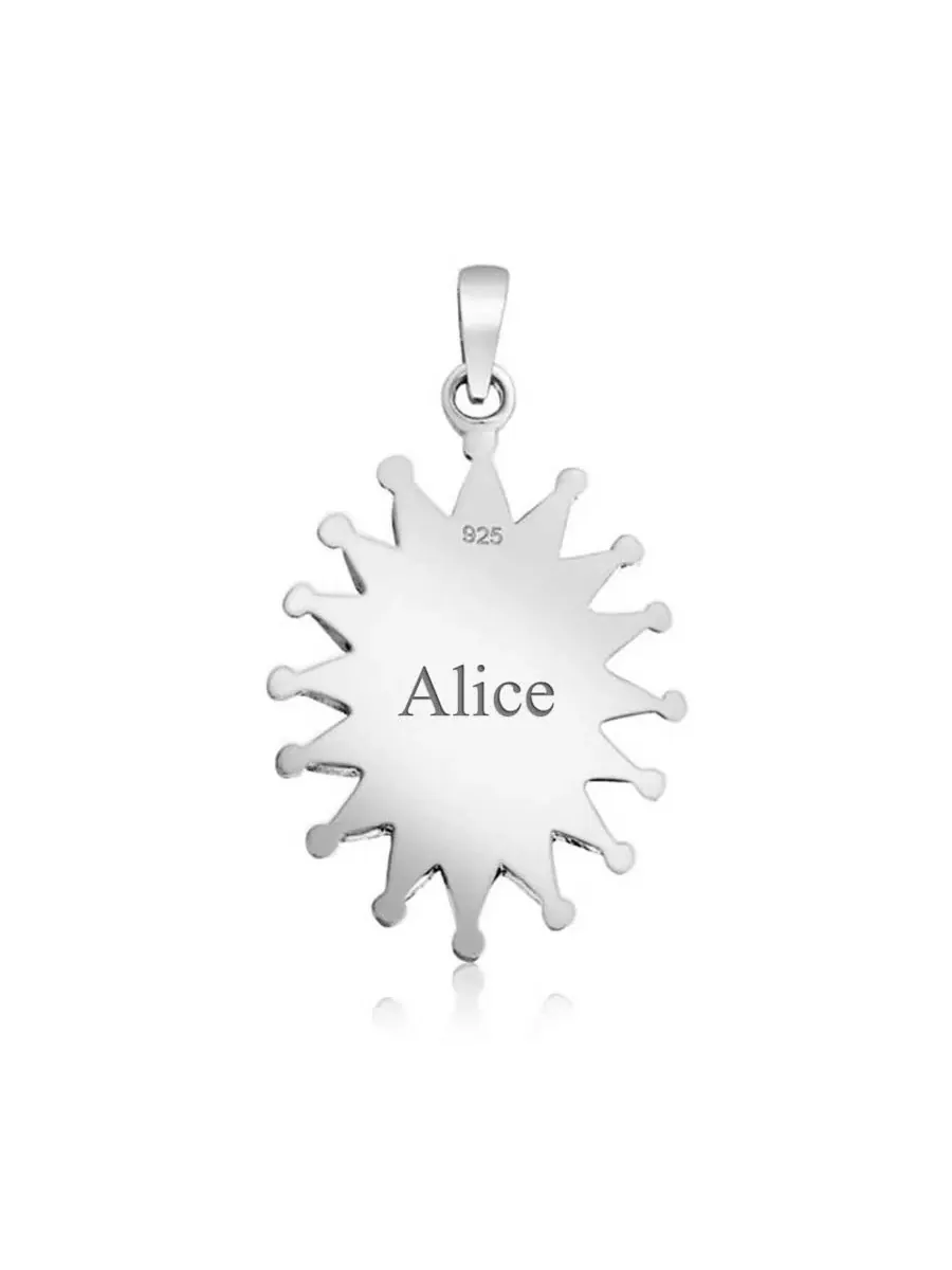 Кулон-подвеска с бирюзой и кораллом, модель Flower Blossom Bling Jewelry — изображение 5 из 5, оттенок серебряный