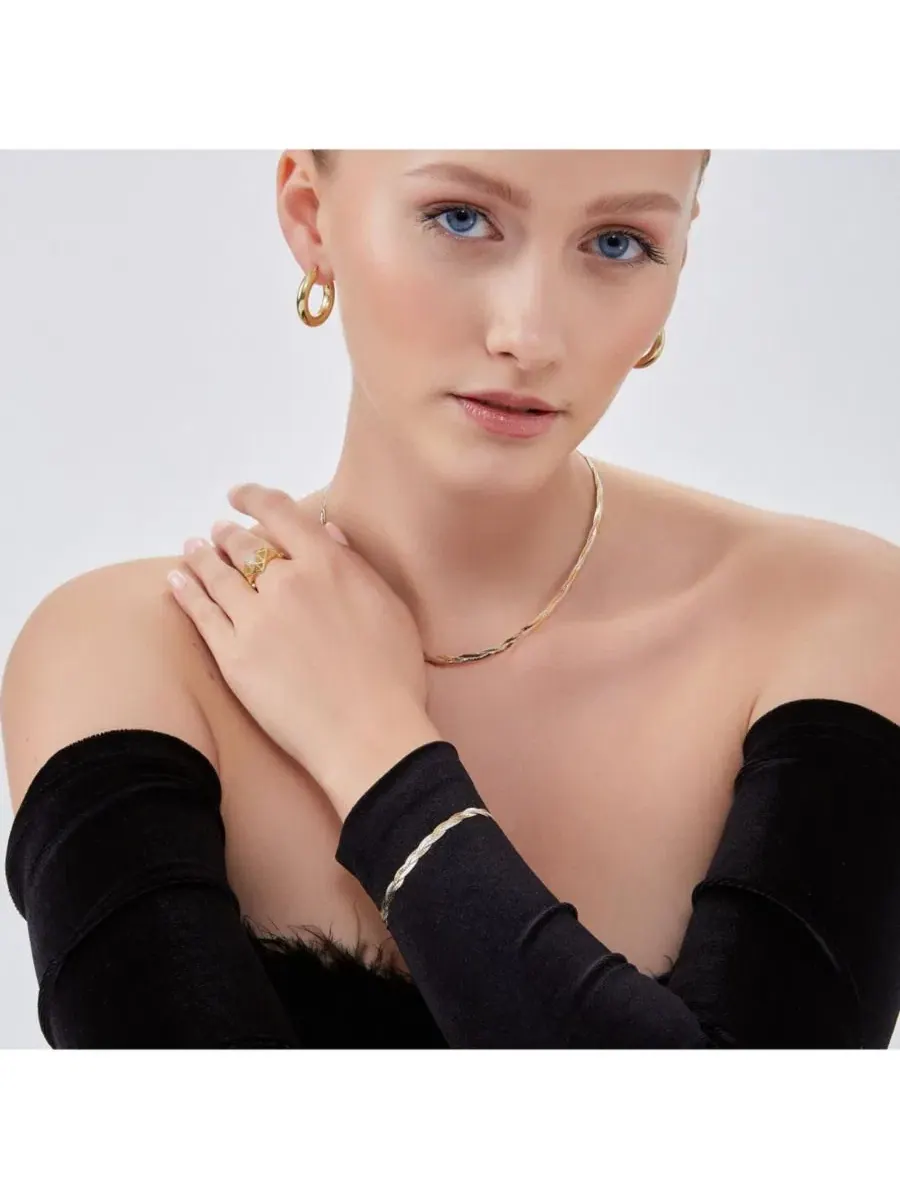 Серебряный браслет-спираль Spero London — изображение 4 из 6, оттенок золото