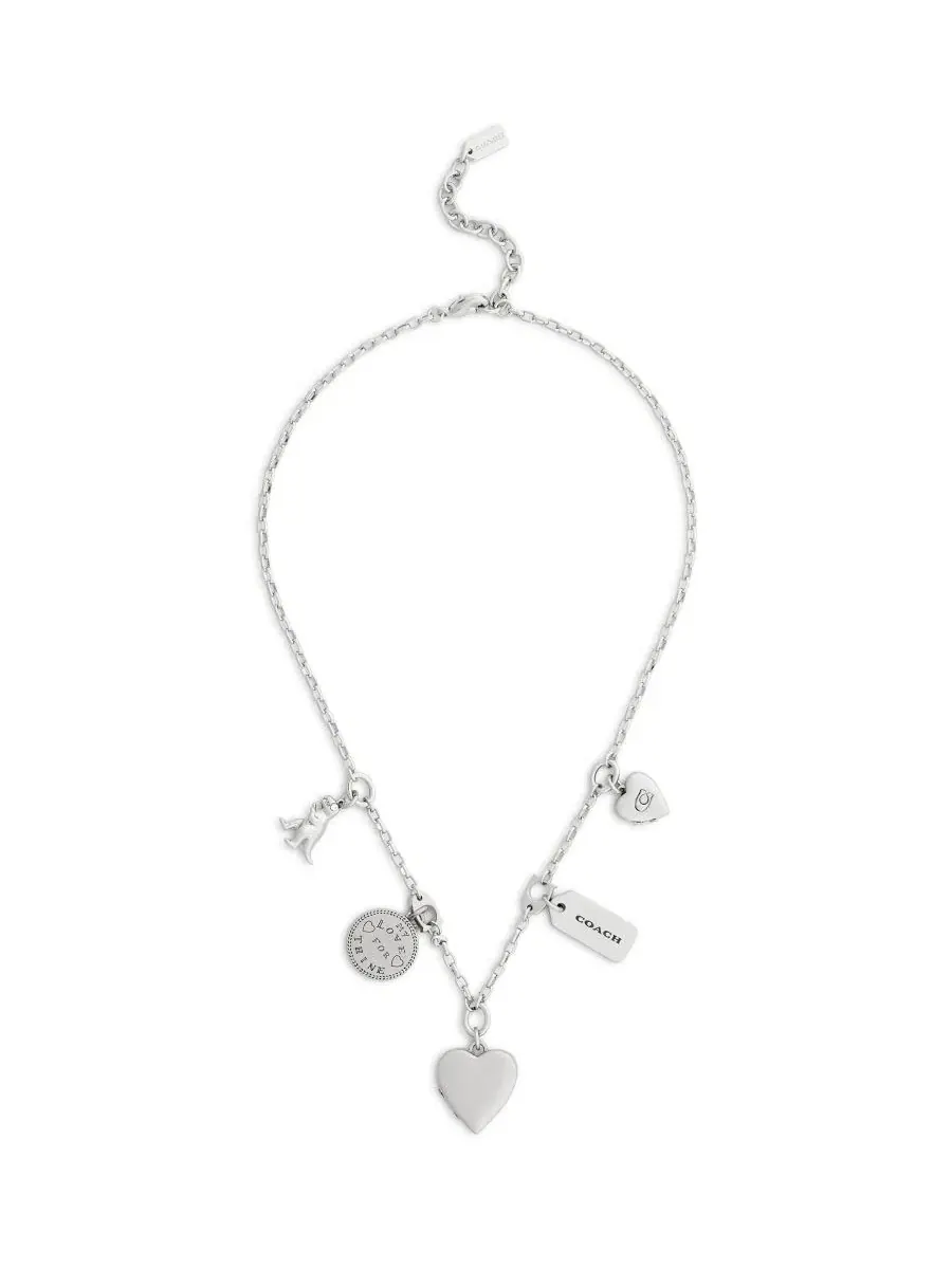 Колье с шармами Silver Heritage Charm Bib Necklace COACH