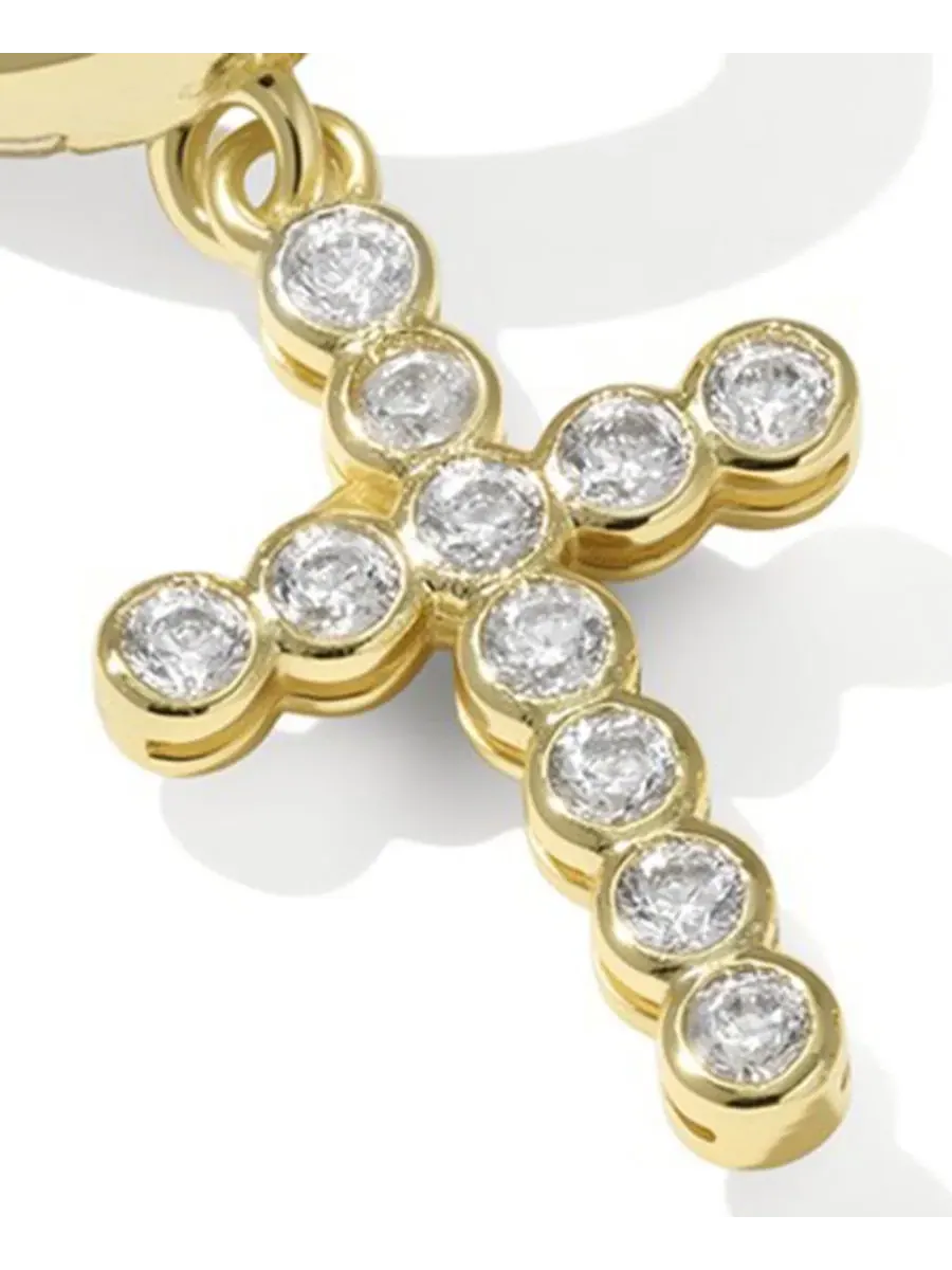 Серьги-конго с подвеской-крестом из циркония и кристаллов Kendra Scott — изображение 2 из 3, оттенок золото