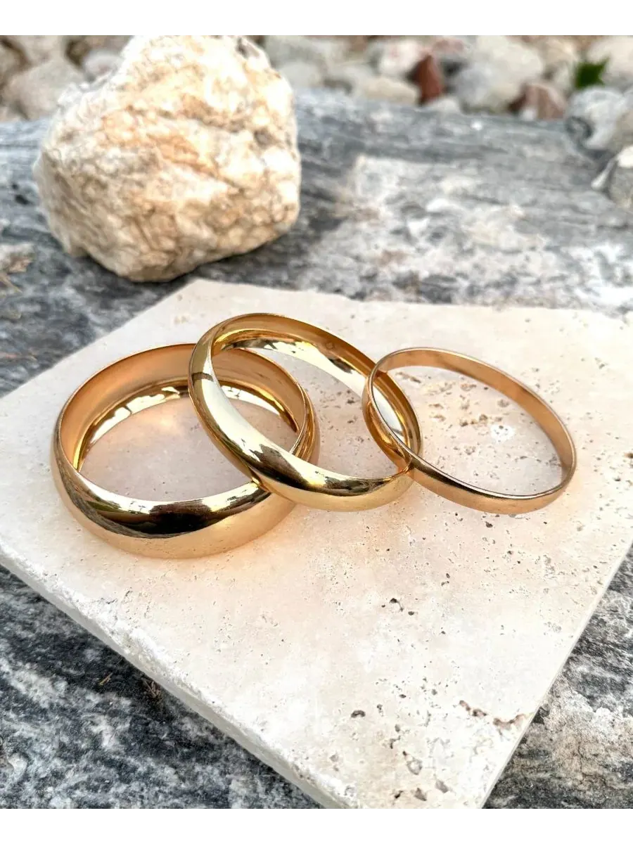 Набор браслетов Gold 3-Bangle Set ADORNIA — изображение 2 из 5, оттенок золото