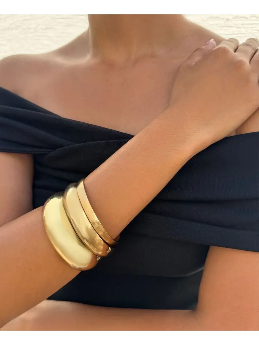 Набор браслетов Gold 3-Bangle Set ADORNIA — изображение 4 из 5, оттенок золото