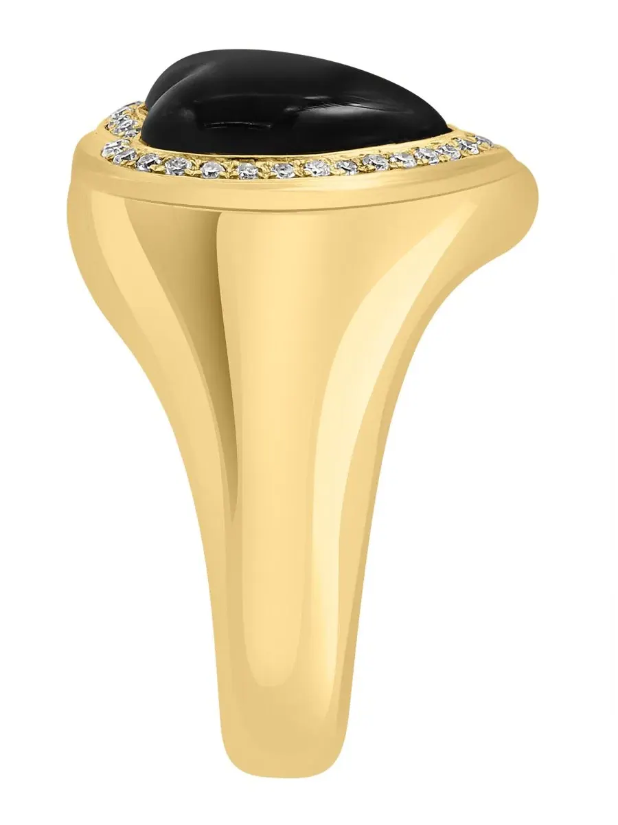 Кольцо с ониксом и бриллиантами 1/8 ct. t.w. Onyx (2mm) & Diamond (1/8 ct. t.w.) Ring EFFY — изображение 2 из 4