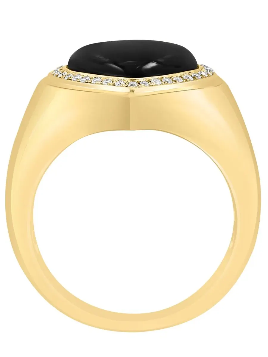 Кольцо с ониксом и бриллиантами 1/8 ct. t.w. Onyx (2mm) & Diamond (1/8 ct. t.w.) Ring EFFY — изображение 3 из 4