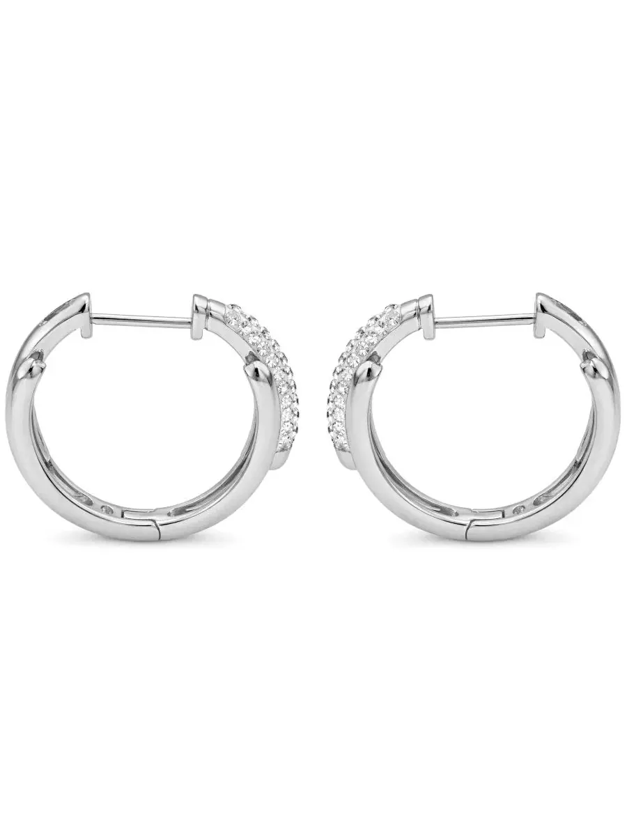 Серьги-кольца с кристаллами, модель Crystal Bypass Hinged Hoop And Now This — изображение 2 из 6, оттенок серебристый