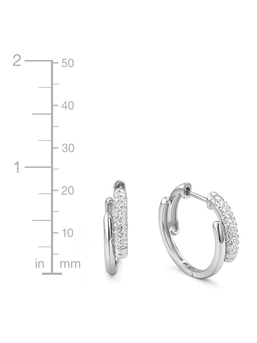Серьги-кольца с кристаллами, модель Crystal Bypass Hinged Hoop And Now This — изображение 5 из 6, оттенок серебристый