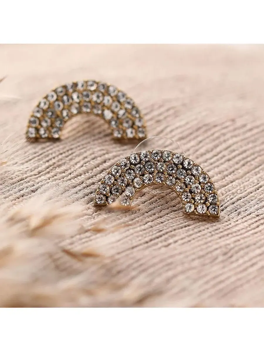 Серьги-пусеты с камнями SOHI — изображение 2 из 5, оттенок серебряный