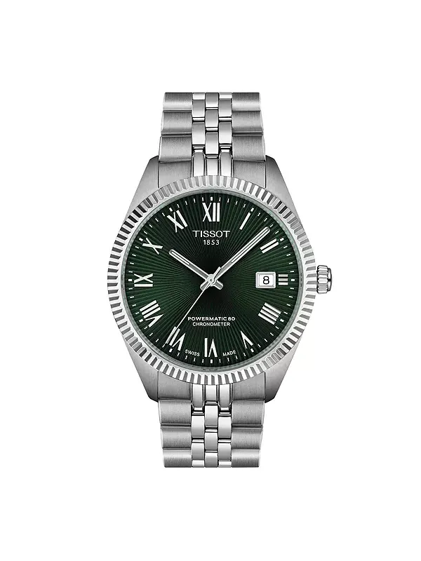 Мужские часы Ballade Power с серебряным браслетом из нержавеющей стали, 39 мм Tissot — изображение 1 из 4, оттенок зеленый