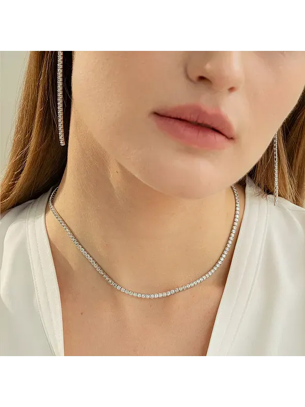 Теннисное ожерелье Cherie из стерлингового серебра с 18-каратным покрытием, идея для праздничного — изображение 2 из 4