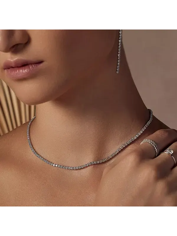 Теннисное ожерелье Cherie из стерлингового серебра с 18-каратным покрытием, идея для праздничного — изображение 3 из 4
