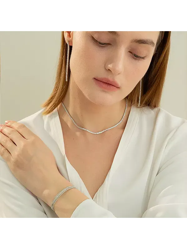 Теннисное ожерелье Cherie из стерлингового серебра с 18-каратным покрытием, идея для праздничного — изображение 4 из 4