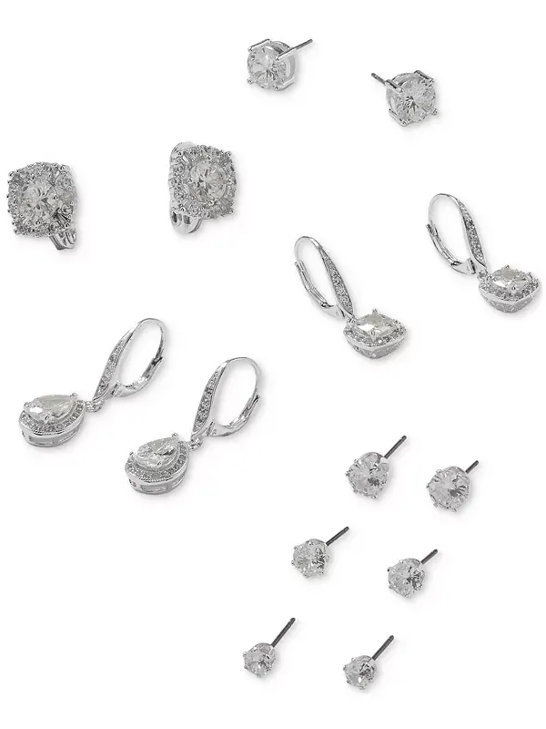 Серьги-Клипсы Crystal Solitaire EZ Comfort Anne Klein — изображение 3 из 3, оттенок серебряный