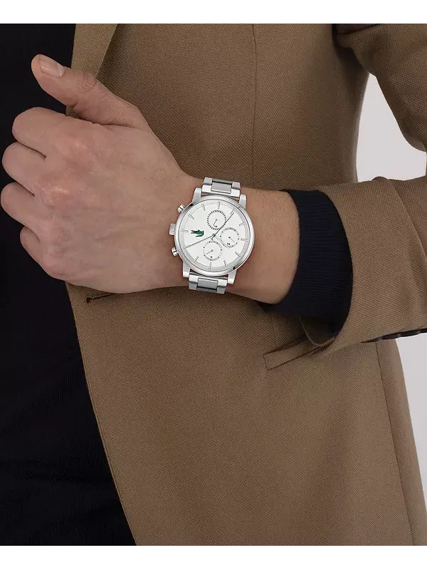 Мужские часы Replay с серебристым браслетом из нержавеющей стали, 44 мм Lacoste — изображение 4 из 4, оттенок серебряный