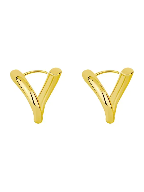 Серебряные и золотые серьги-кольца с закручивающейся застежкой And Now This — изображение 2 из 3, оттенок золото