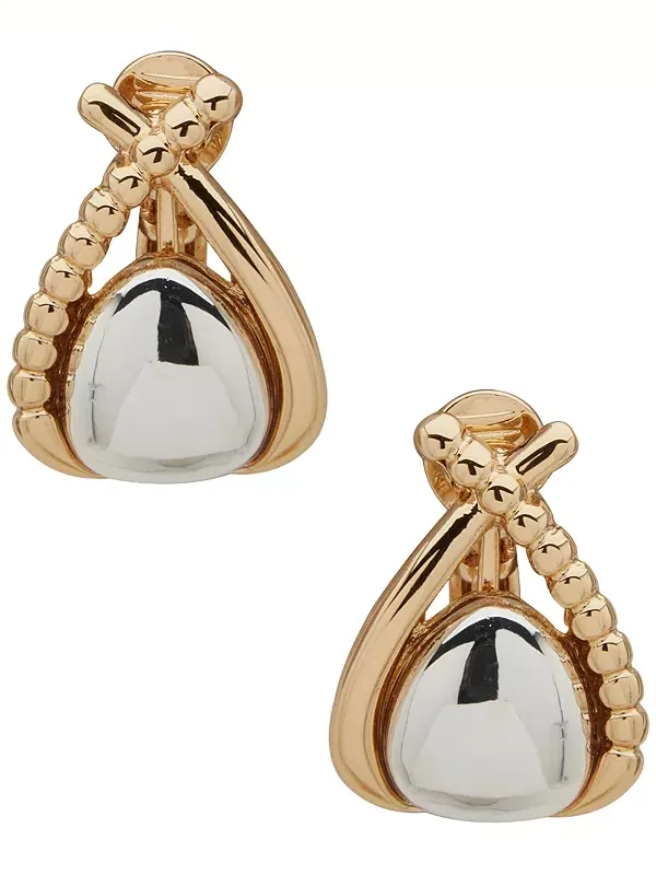 Двухцветные объемные серьги-пуговицы Anne Klein — изображение 1 из 2, оттенок золото