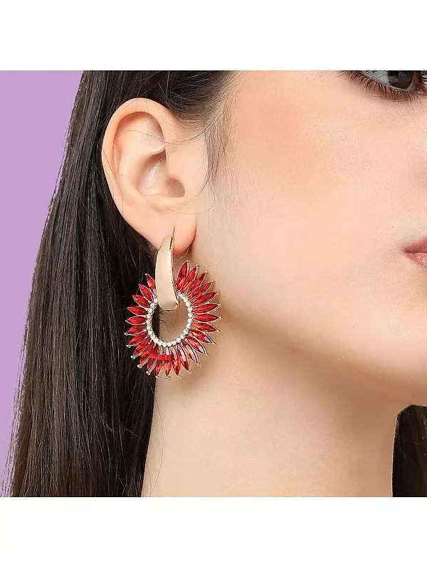Женские небесные серьги-капли Sohi — изображение 3 из 3, оттенок красный