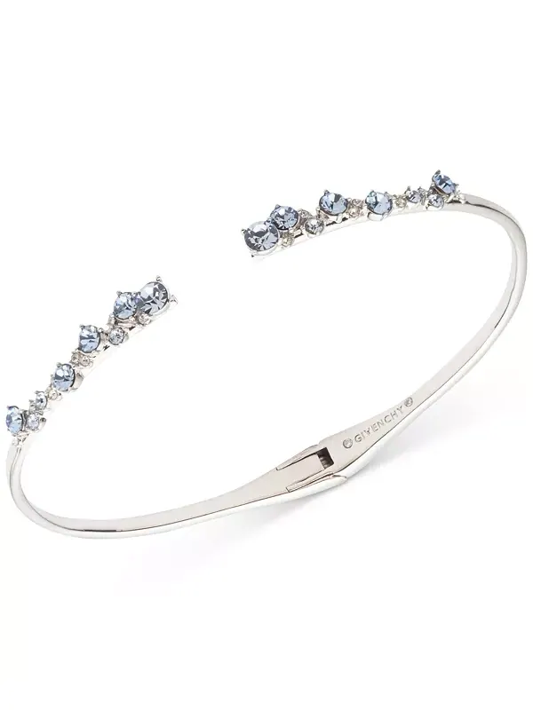 Серебряный браслет-манжета с россыпью камней и серьги-подвески Givenchy — изображение 2 из 4, оттенок синий