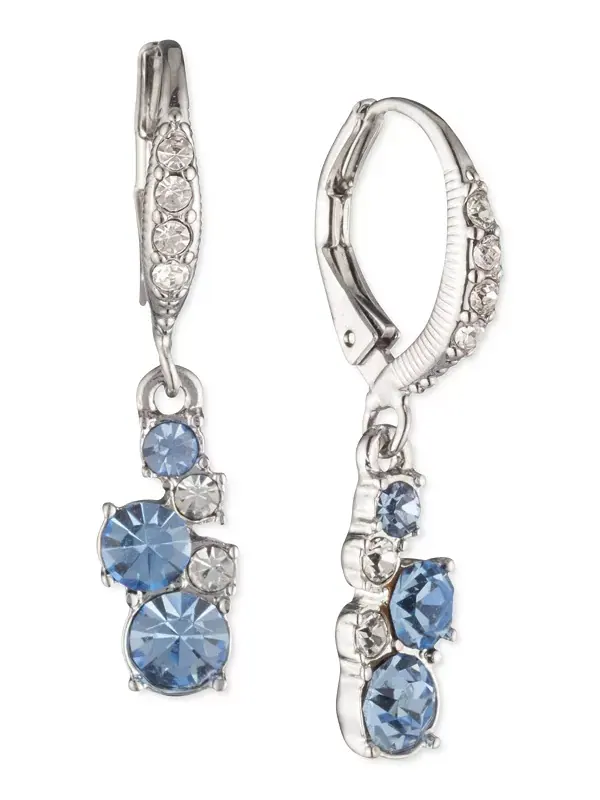 Серебряный браслет-манжета с россыпью камней и серьги-подвески Givenchy — изображение 3 из 4, оттенок синий