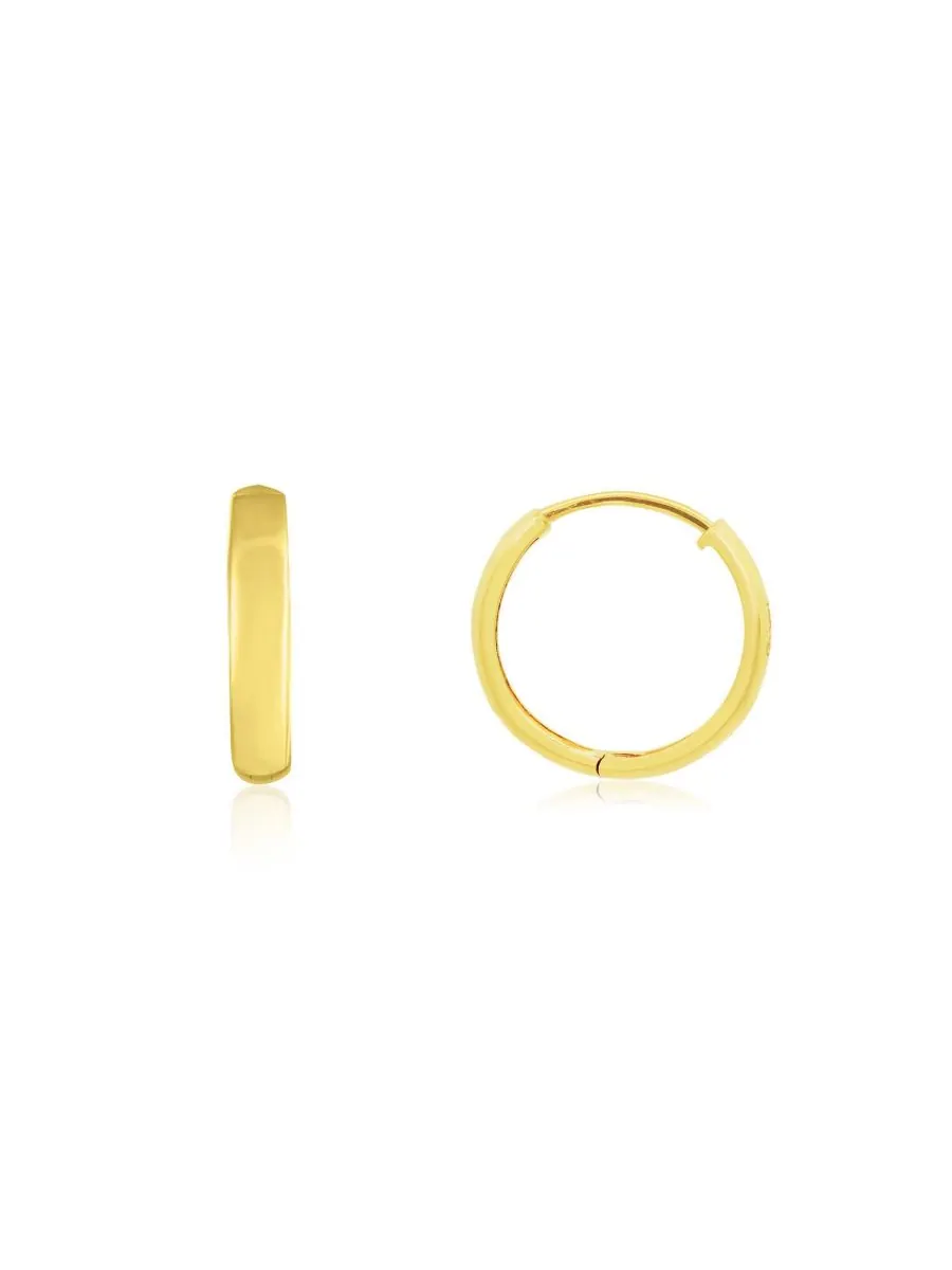 Золотые серьги-кольца Huggie Hoop, 14-каратное золото, 18 x 3,4 миллиметра The Lovery — изображение 1 из 3