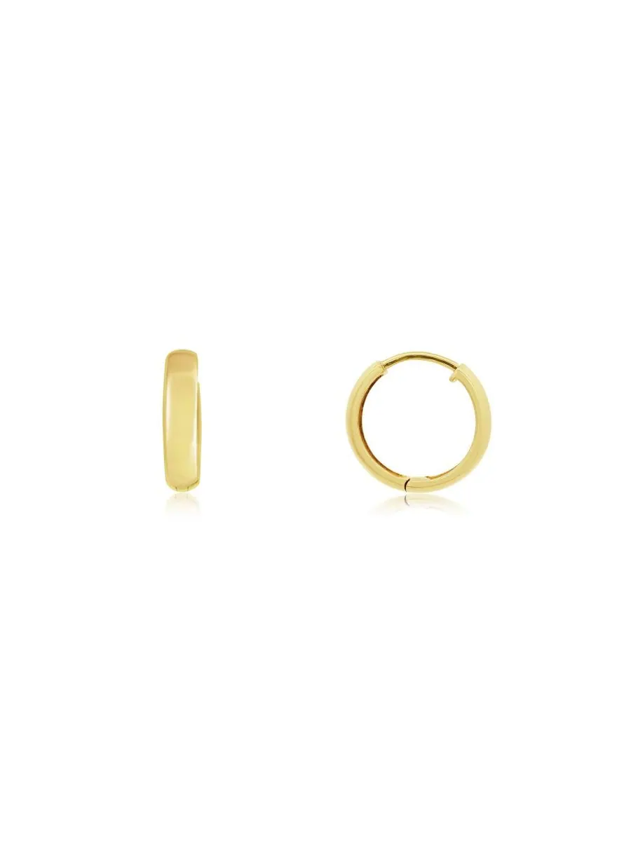 Золотые серьги-кольца Huggie Hoop, 14-каратное золото, 18 x 3,4 миллиметра The Lovery — изображение 2 из 3