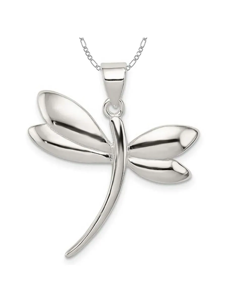 Подвеска-колье в виде стрекозы из полированного серебра 925 пробы Curata Jewelry — изображение 1 из 7, оттенок нет цвета