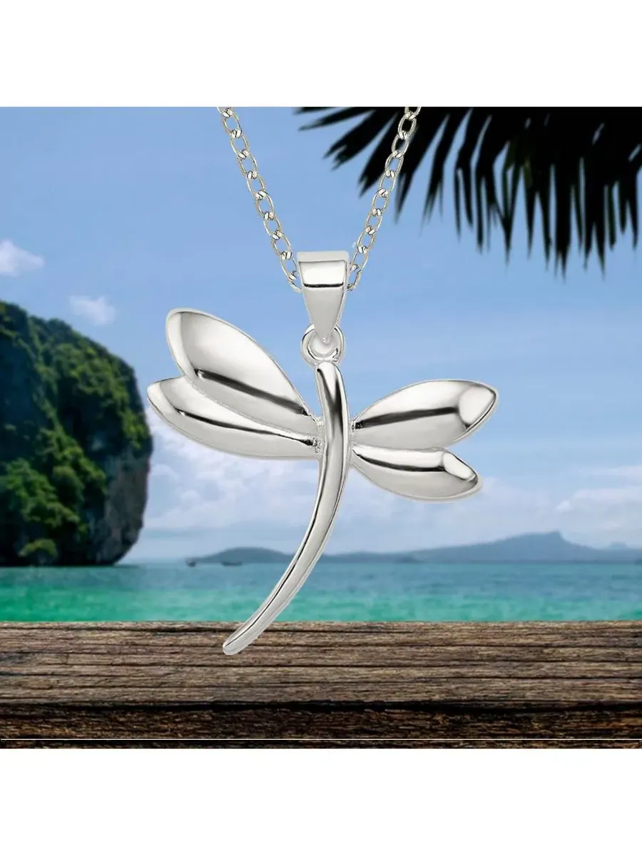Подвеска-колье в виде стрекозы из полированного серебра 925 пробы Curata Jewelry — изображение 5 из 7, оттенок нет цвета