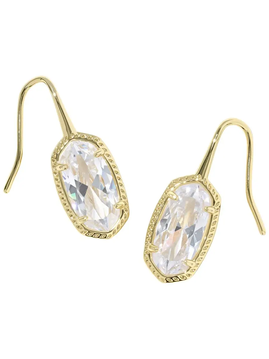 Серьги-подвески Lee Luxe с кубическим цирконием, овальной формы Kendra Scott — изображение 1 из 4, оттенок золотистый белый