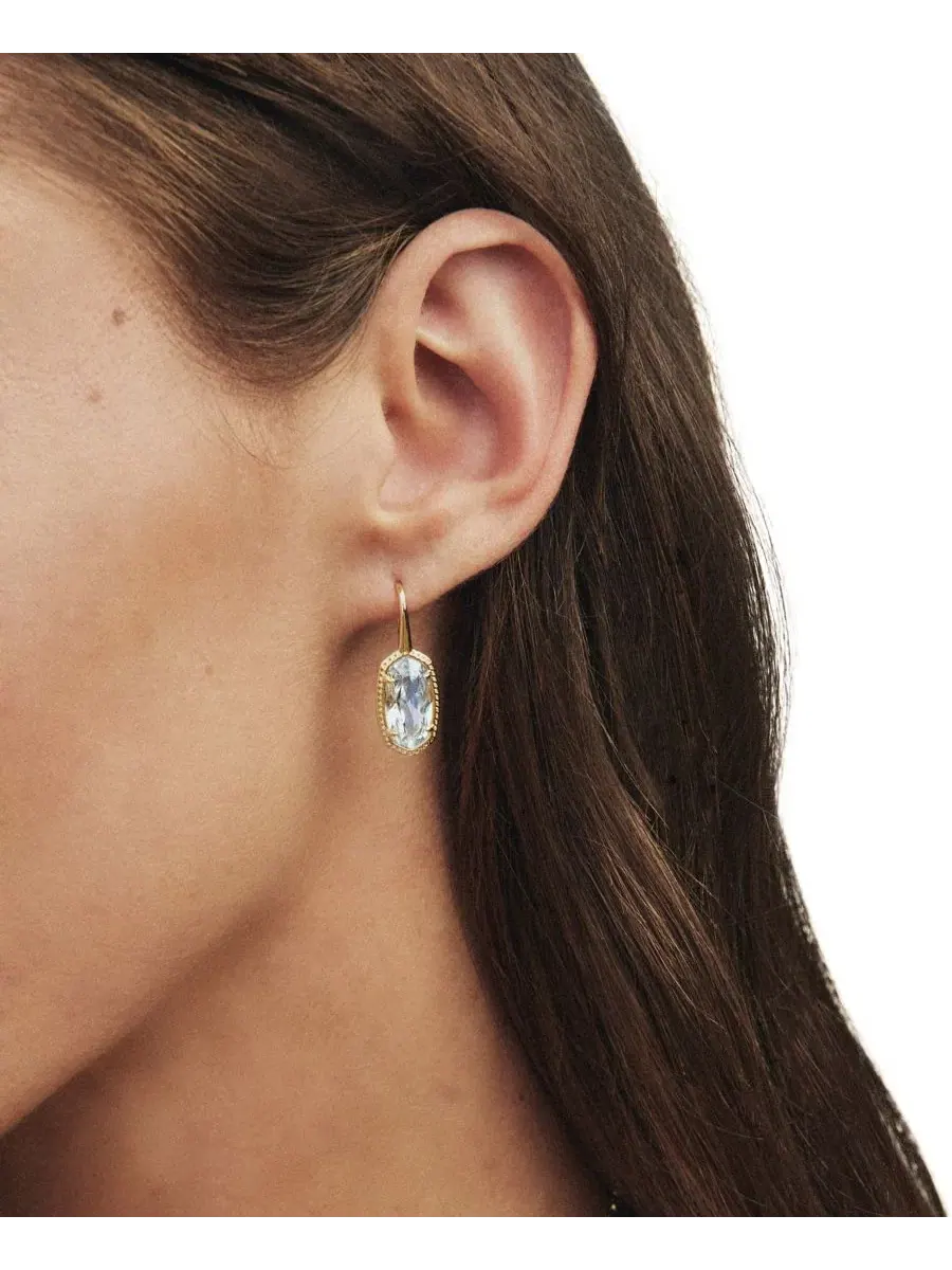 Серьги-подвески Lee Luxe с кубическим цирконием, овальной формы Kendra Scott — изображение 2 из 4, оттенок золотистый белый
