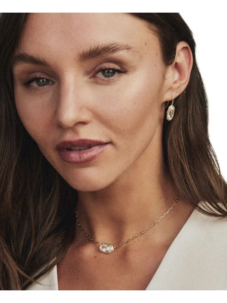 Серьги-подвески Lee Luxe с кубическим цирконием, овальной формы Kendra Scott — изображение 3 из 4, оттенок золотистый белый