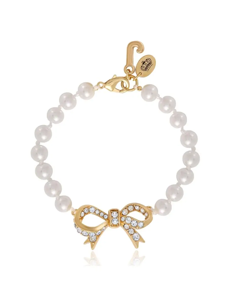 Жемчужный браслет с бантом из жемчужин Juicy Couture — изображение 1 из 9, оттенок золото