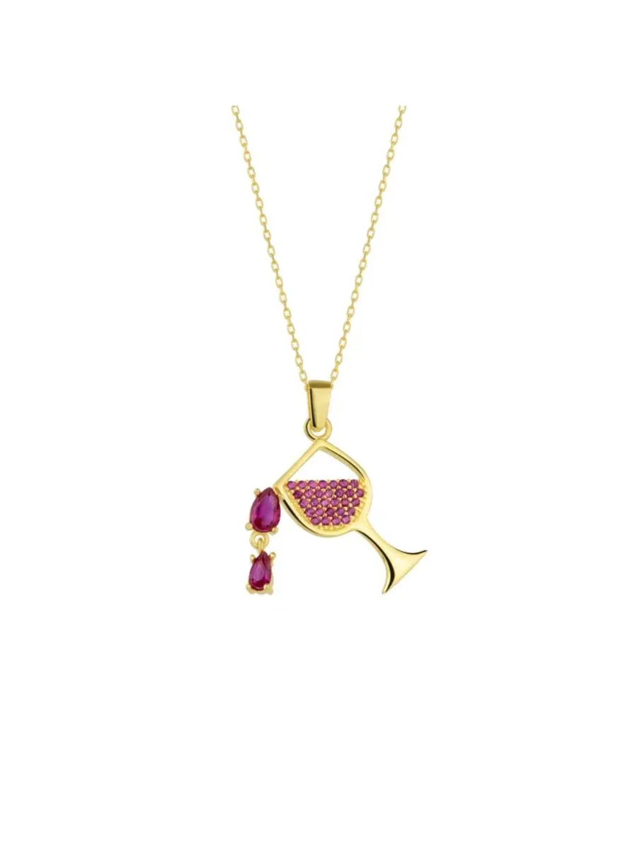 Серебряное колье в виде бокала для вина Spero London — изображение 1 из 3, оттенок золото