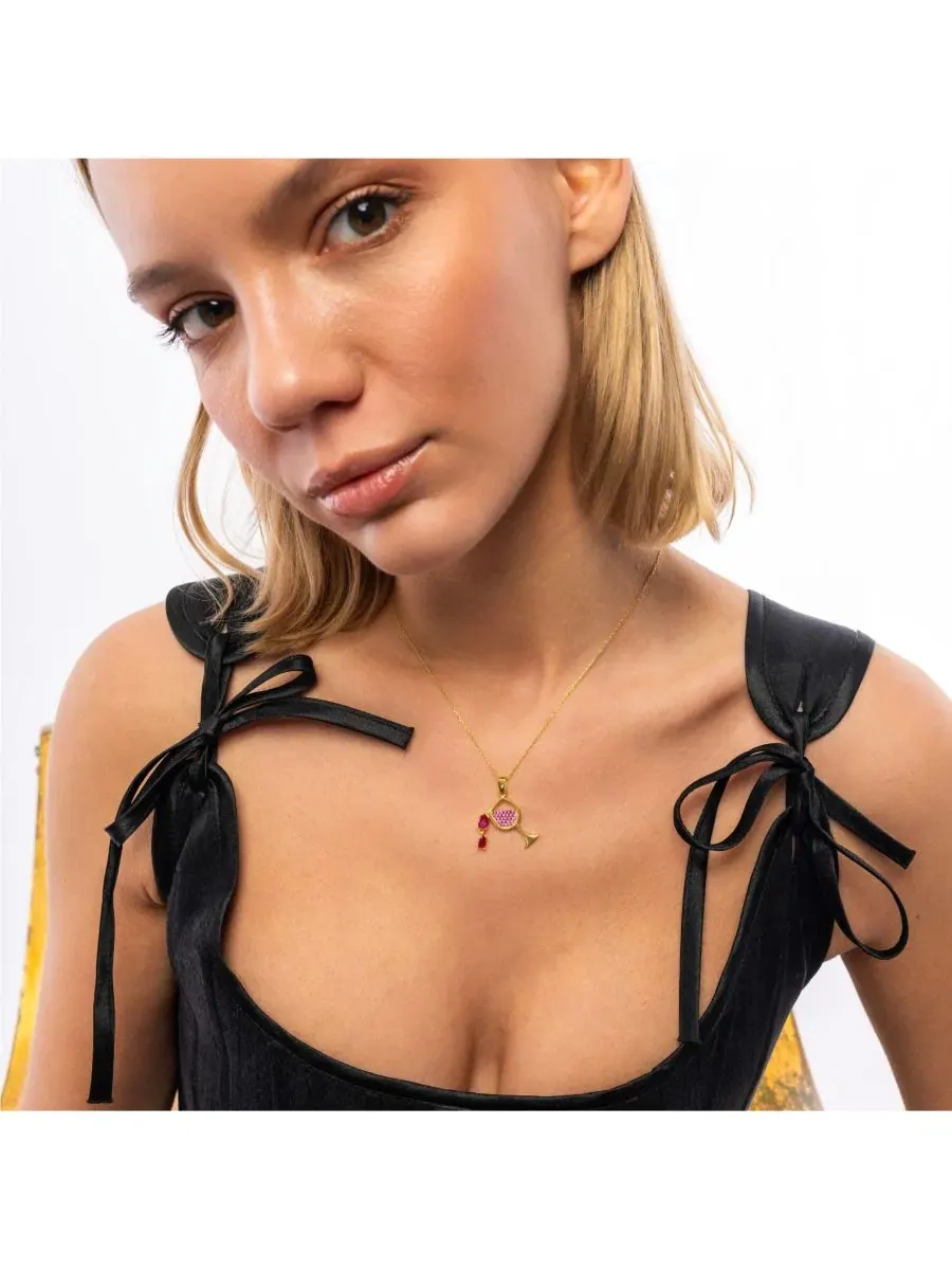 Серебряное колье в виде бокала для вина Spero London — изображение 3 из 3, оттенок золото