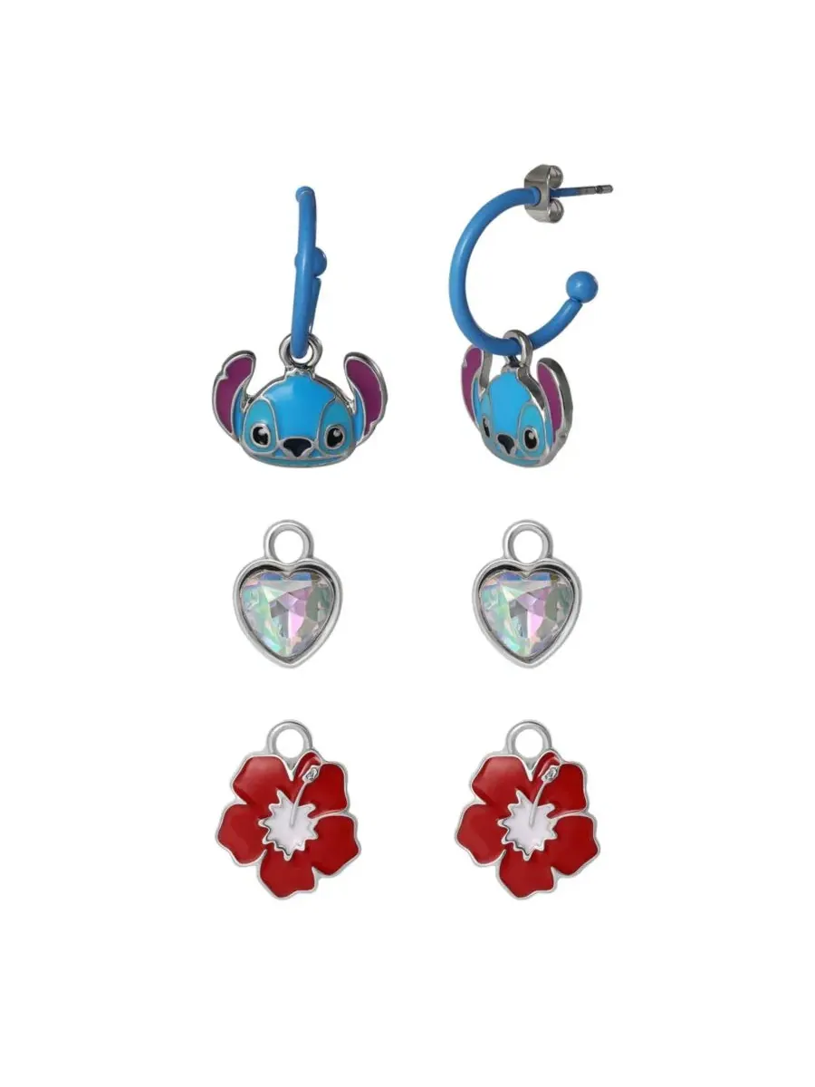 Набор сережек-колец Stitch Charm, 1 кольцо с 3 сменными подвесками