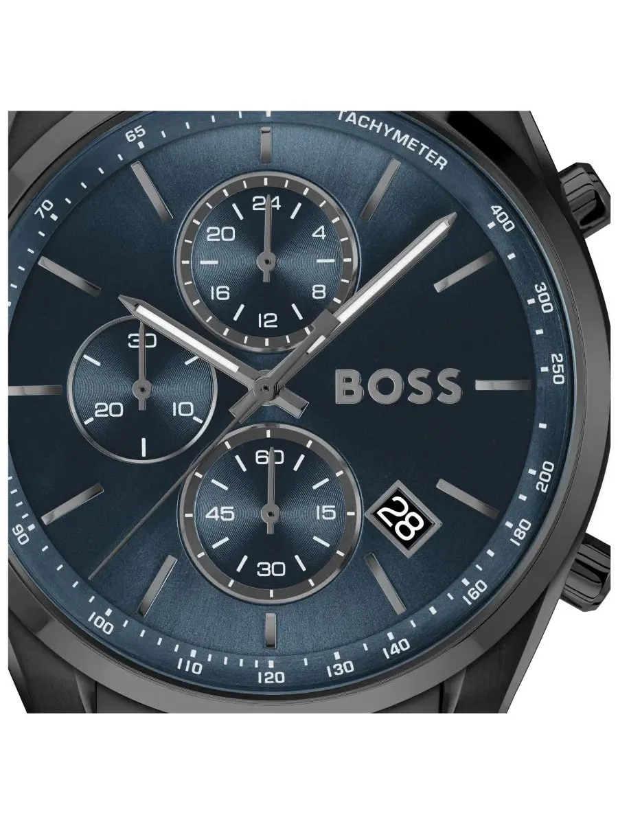 Хронограф Grand Prix 44,5 мм с датой, ионное покрытие черная сталь Hugo Boss — изображение 4 из 4, оттенок черный
