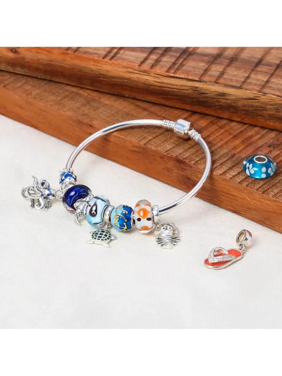 Набор из 2 бусин-шармов с китом из стерлингового серебра и муранского стекла Bling Jewelry — изображение 4 из 4
