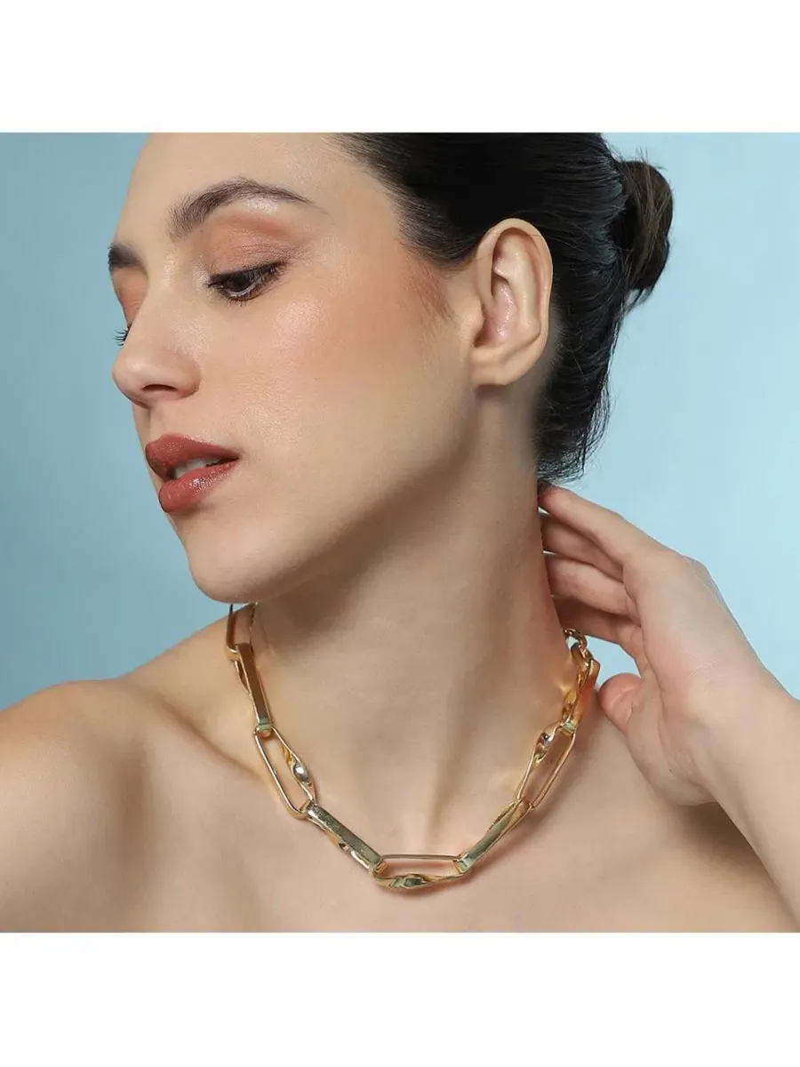 Ожерелье из кумдана с бусинами The Chunky Twirl-Link Chain Necklace SOHI — изображение 3 из 6, оттенок золото