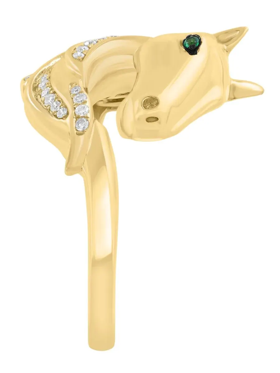 Кольцо с бриллиантом 1/8 ct. t.w. и цаворитом в 14-каратном желтом золоте EFFY Collection — изображение 3 из 4