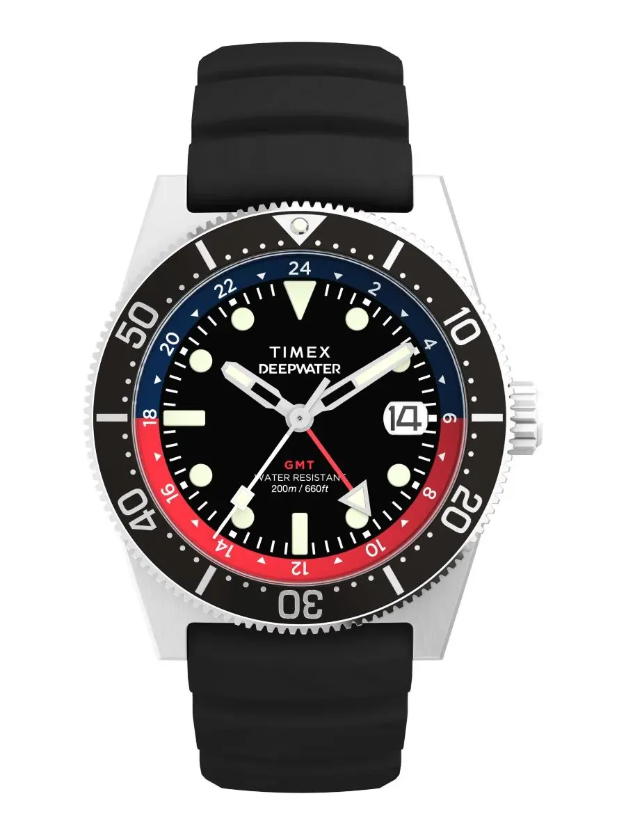 Мужские часы с черным каучуковым ремешком, 41 мм Timex — черный