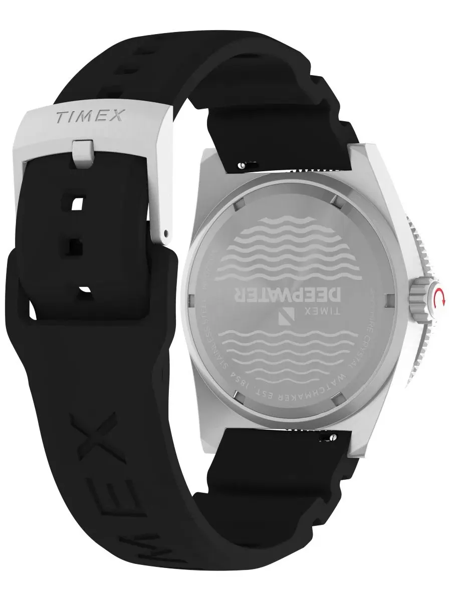 Мужские часы с черным каучуковым ремешком, 41 мм Timex — изображение 3 из 10, оттенок черный