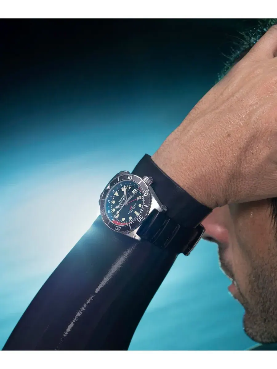 Мужские часы с черным каучуковым ремешком, 41 мм Timex — изображение 7 из 10, оттенок черный