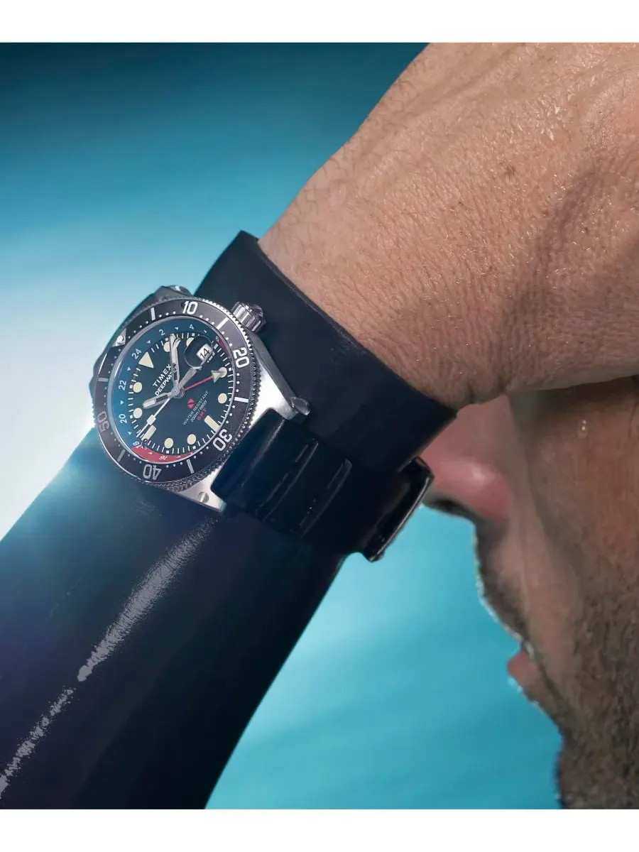 Мужские часы с черным каучуковым ремешком, 41 мм Timex — изображение 9 из 10, оттенок черный