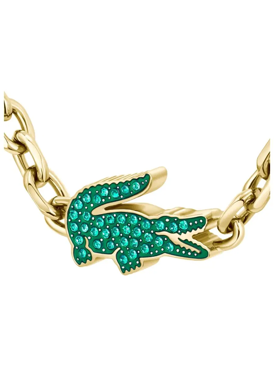 Колье с кристаллами и подвеской-крокодилом Arthor Green Lacoste — изображение 3 из 6, оттенок золотистый