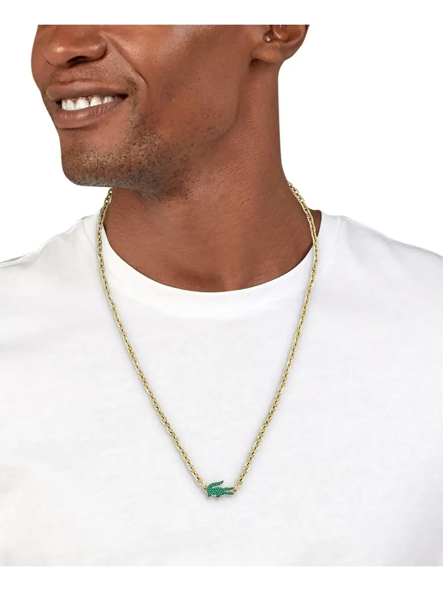 Колье с кристаллами и подвеской-крокодилом Arthor Green Lacoste — изображение 4 из 6, оттенок золотистый