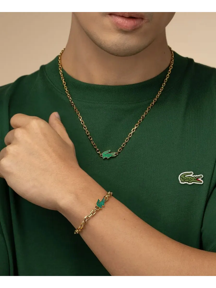 Колье с кристаллами и подвеской-крокодилом Arthor Green Lacoste — изображение 6 из 6, оттенок золотистый