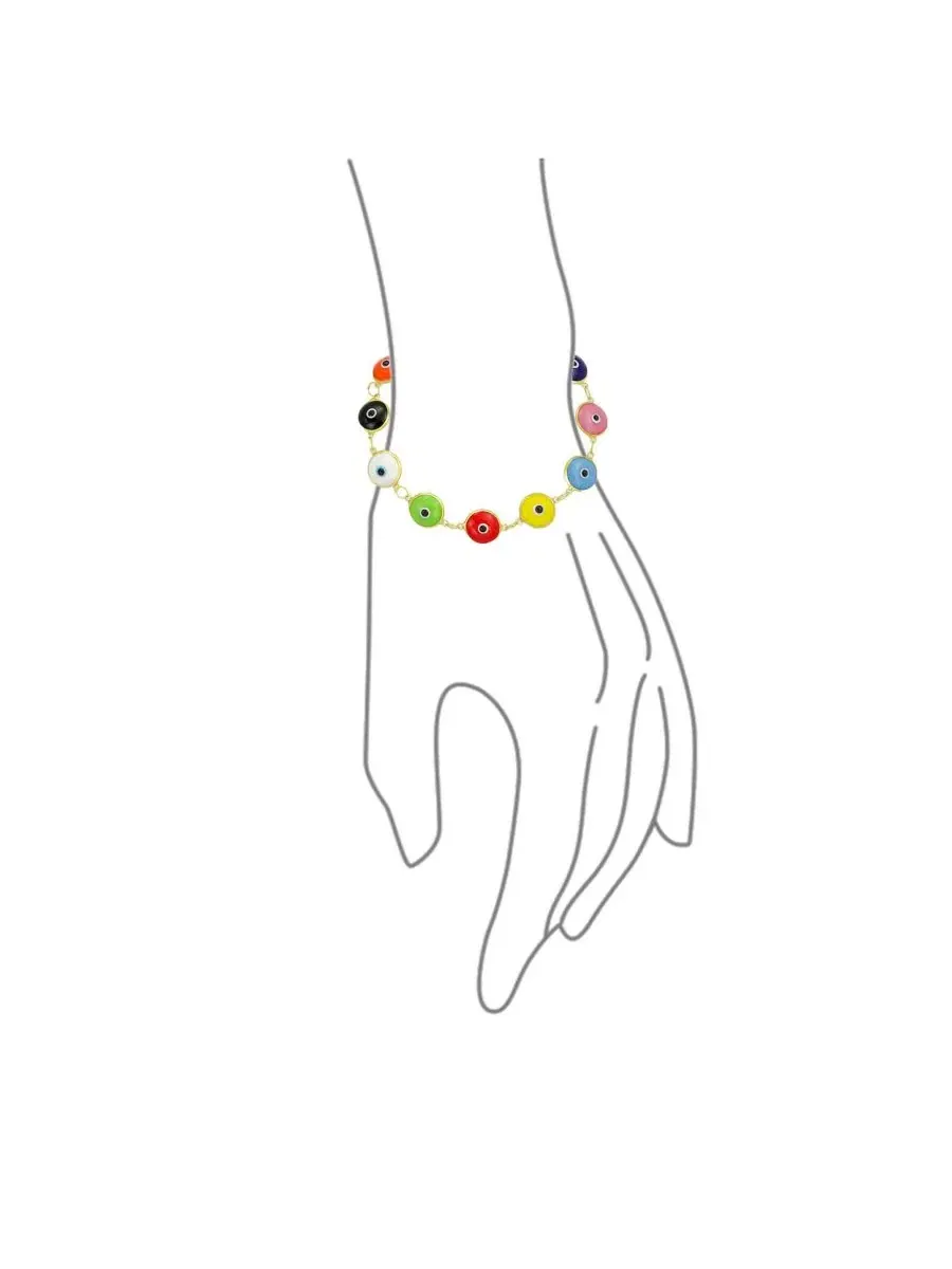 Браслет-оберег с глазом и бусинами, модель Evil Eye Bling Jewelry — изображение 2 из 3, оттенок мульти