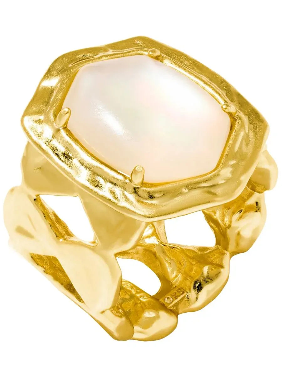 Кольцо-коктейль Daphne с имитацией жемчуга и тигровыми полосами Kendra Scott — изображение 1 из 5, оттенок бежевый