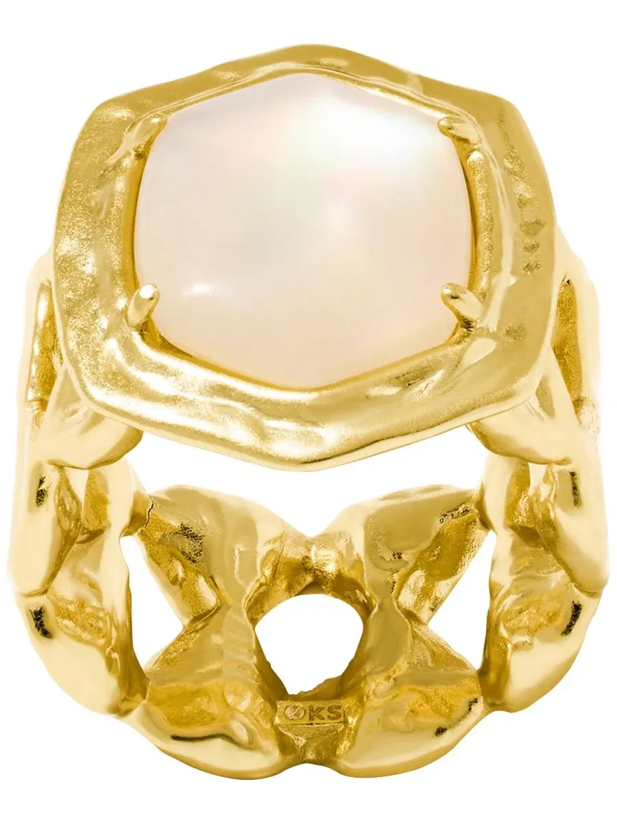 Кольцо-коктейль Daphne с имитацией жемчуга и тигровыми полосами Kendra Scott — изображение 2 из 5, оттенок бежевый